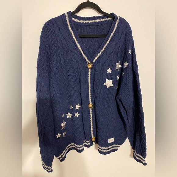 Taylor Swift Sweaters - Taylor Swift Inspired Midnights Cardigan Navy and Silver XL/2XL